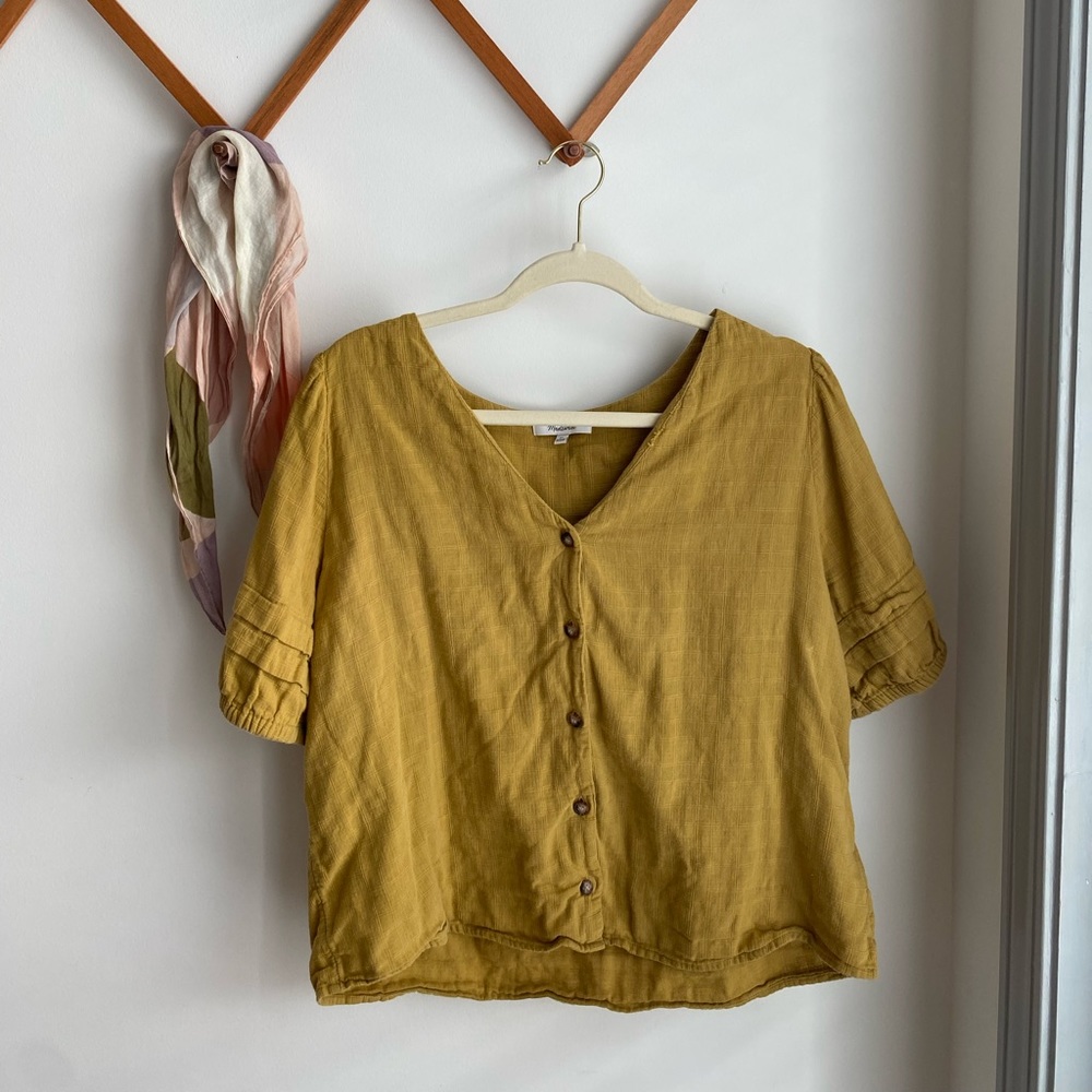 Madewell Mustard Button-Front Blouse